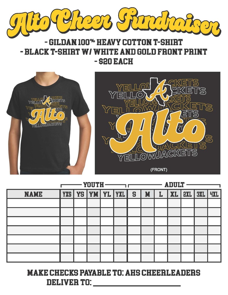 Alto Cheer Fundraiser T-Shirt Form
