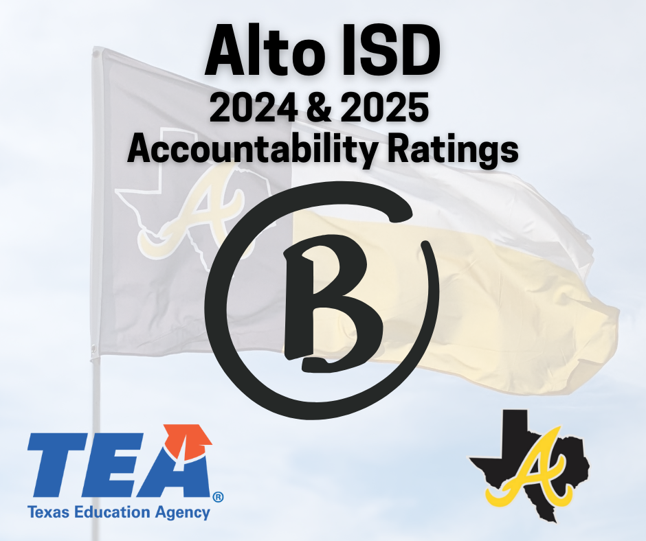 Alto ISD is a B district for 2024 and 2025