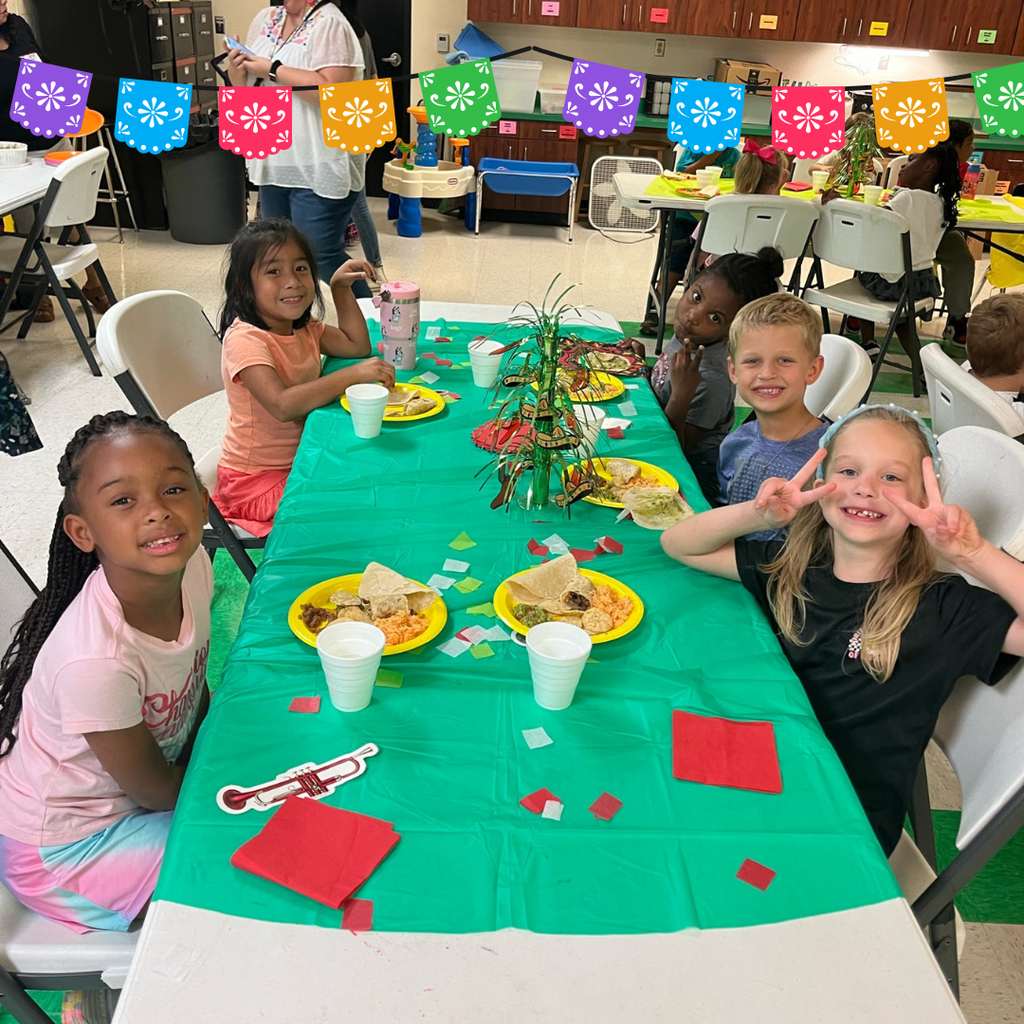 Students enjoying food