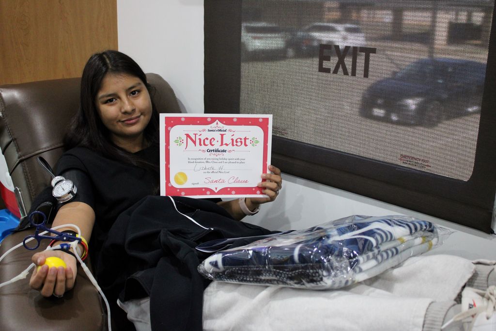 Student donating Blood