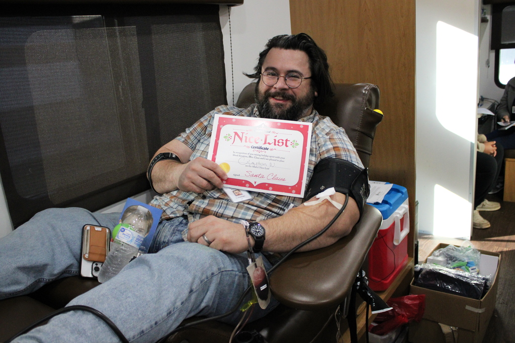 Mr. Norman donating blood