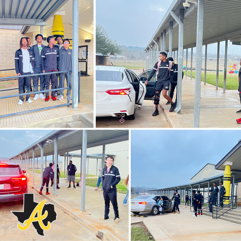 basketball team helping kids out of their cars