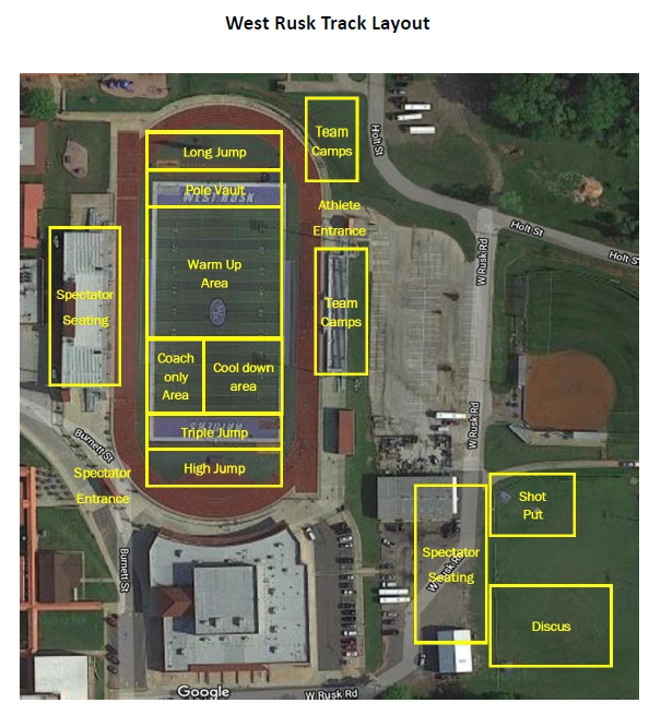 map of west rusk track facilities