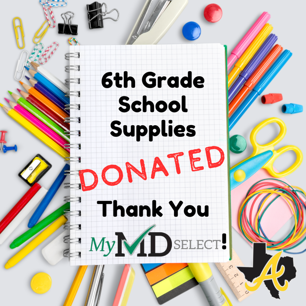 6th grade school supplies donated