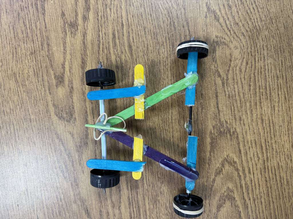Earlier in the school year, 8th Grade Science classes created Rubber Band Cars to demonstrate the transfer of elastic energy to mechanical energy.   They had a blast designing and testing their cars!