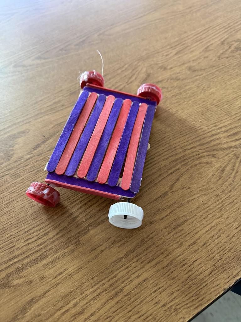 Earlier in the school year, 8th Grade Science classes created Rubber Band Cars to demonstrate the transfer of elastic energy to mechanical energy.   They had a blast designing and testing their cars!