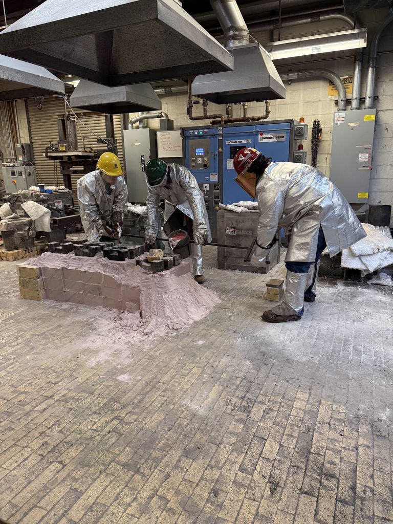 Students toured the Robert V. Wolf foundry and watched metal pours from various metals. We learned about metallurgy and relating job and degree opportunities