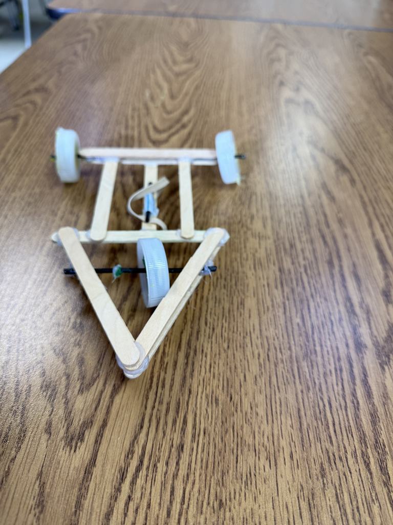 Earlier in the school year, 8th Grade Science classes created Rubber Band Cars to demonstrate the transfer of elastic energy to mechanical energy.   They had a blast designing and testing their cars!