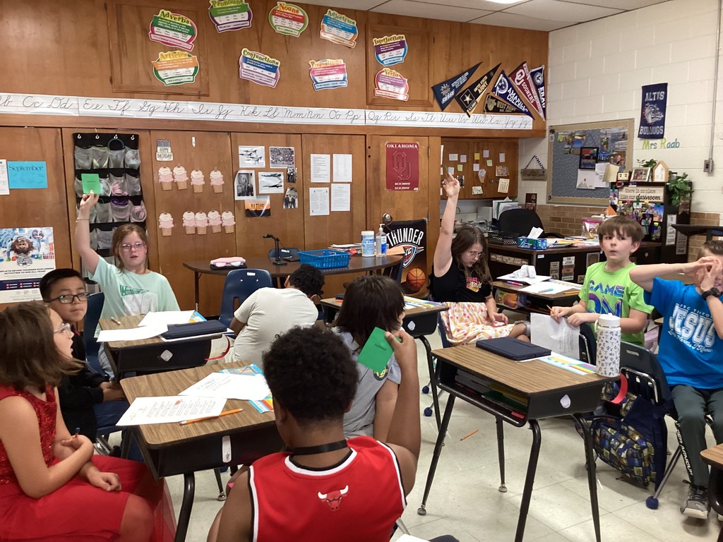 students participating in class