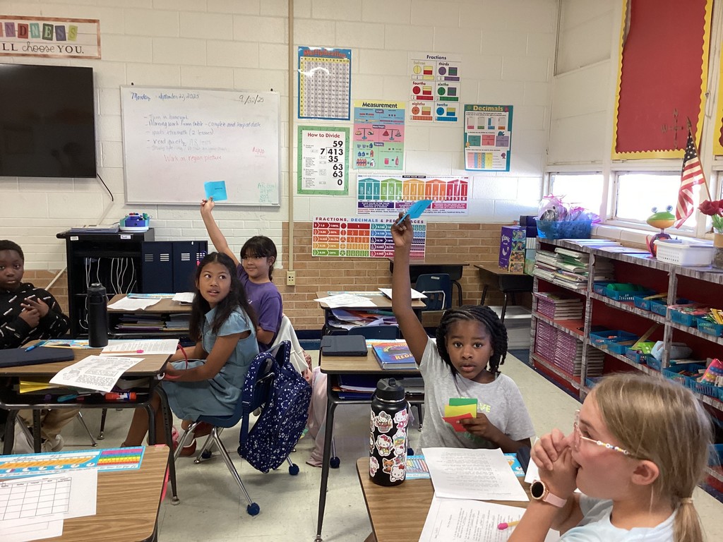 students participating in class