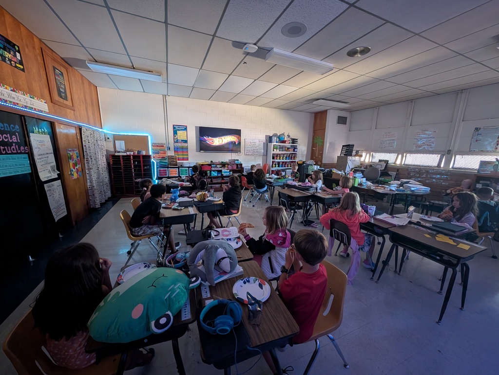 students having a pizza party