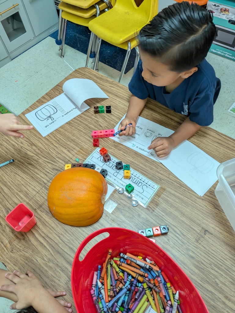 students working with pumpkins