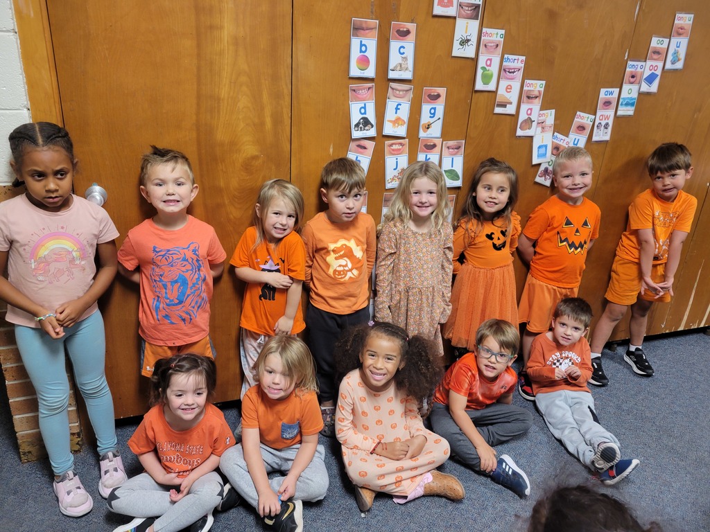 Students showing unity by wearing orange. 