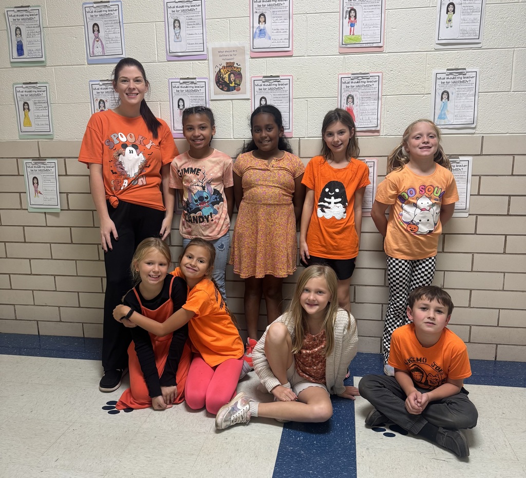 Students showing unity by wearing orange. 
