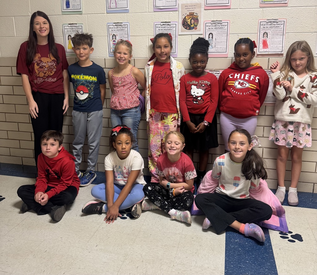 Students wearing red.