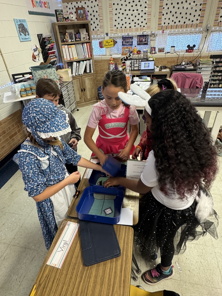 students doing halloween activity