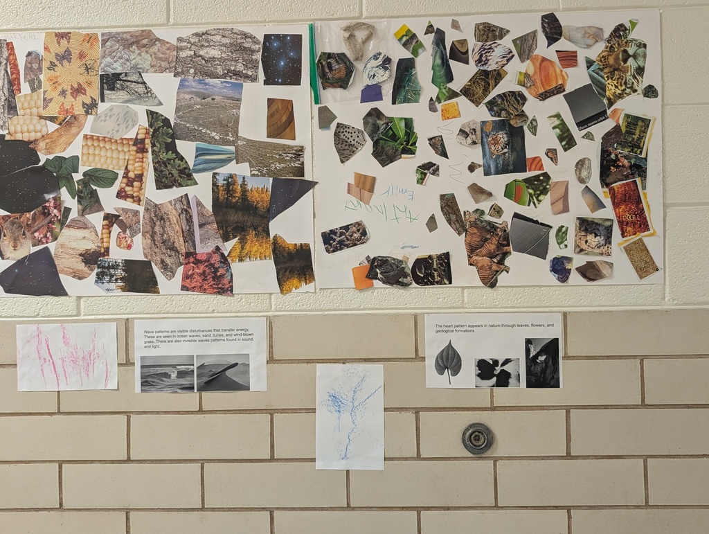 students work displayed on the wall