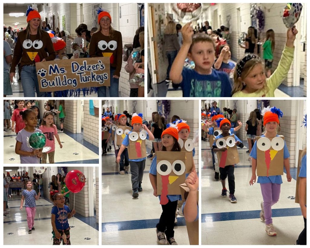 Students in a Thanksgiving Parade!