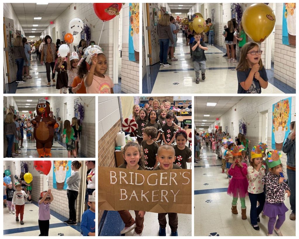 Students in a Thanksgiving Parade!