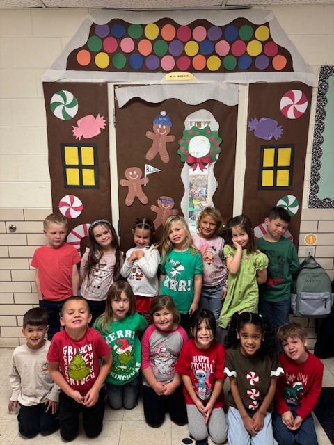 students in Christmas shirts.