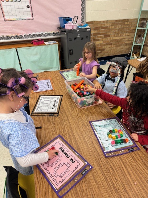 Students celebrating 100 days. 