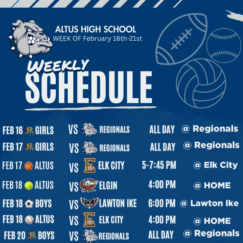 weekly sports schedule 