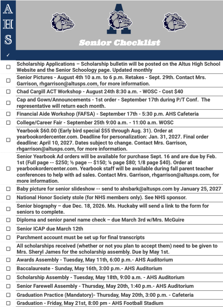 Senior Checklist!