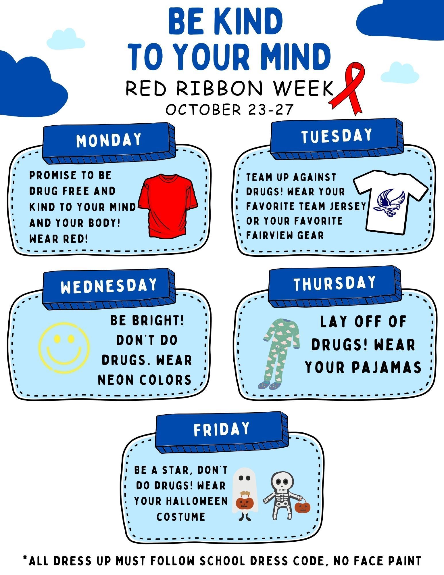 red ribbon week dress up days DLE Red Ribbon Week Oct.