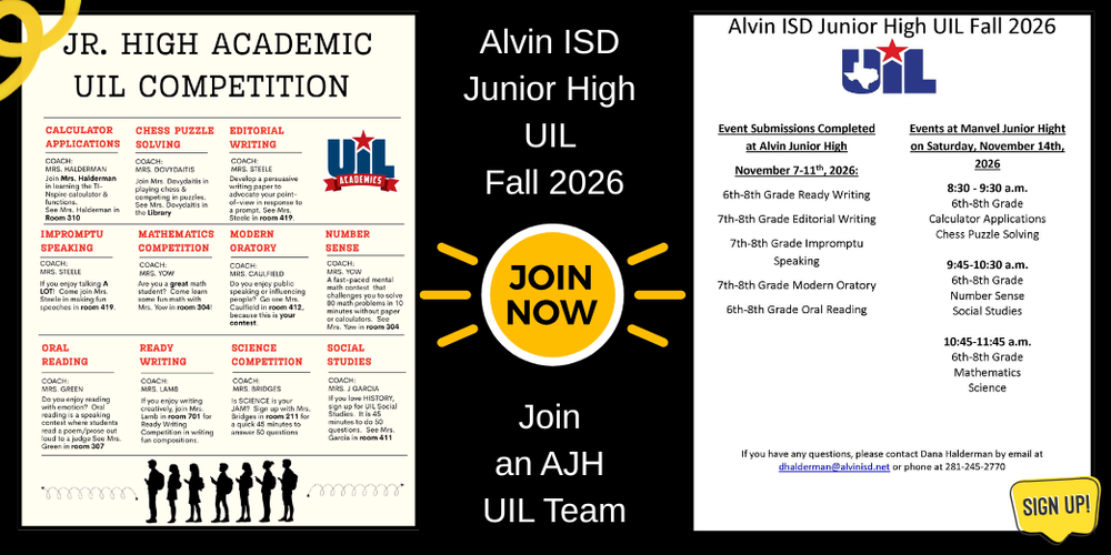 AJH UIL schedule