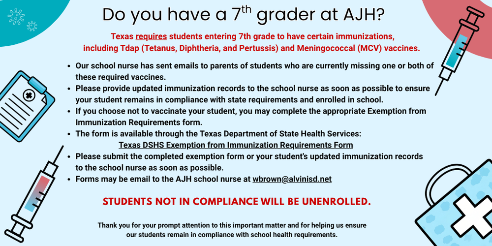 7th grade immunization requirements