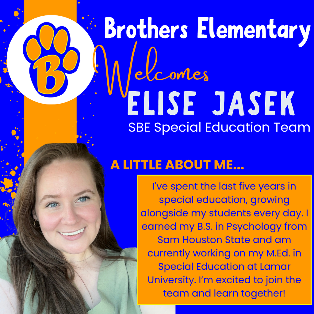 Brothers Elementary Welcomes Elise Jasek SBE Special Education Team