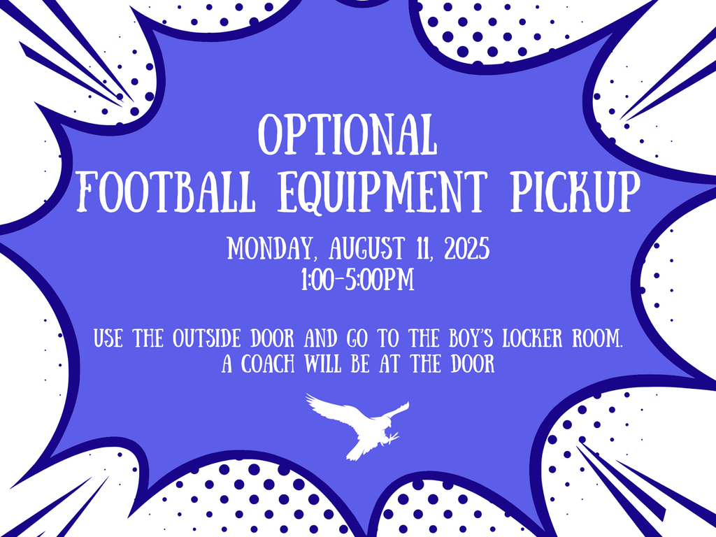 If you can, come pick up your football equipment on Aug. 11 @1-5 PM.