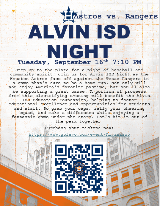 Alvin ISD Night at the Astros Flyer
