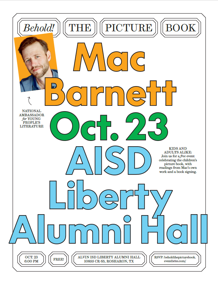 Matt Barnett Author Visit on October 23rd - Flyer with Information