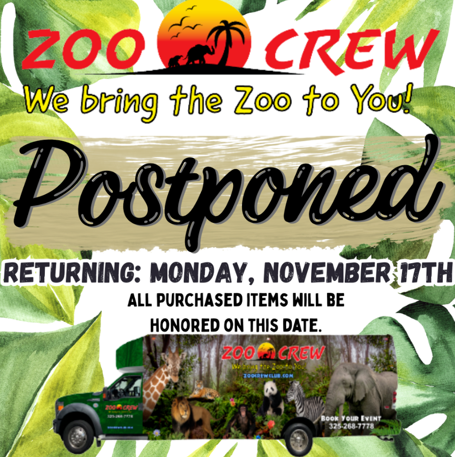 Zoo Crew Flyer about postponement