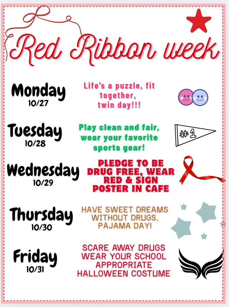 10/27-10/31 Red Ribbon Week Dress Up Days
