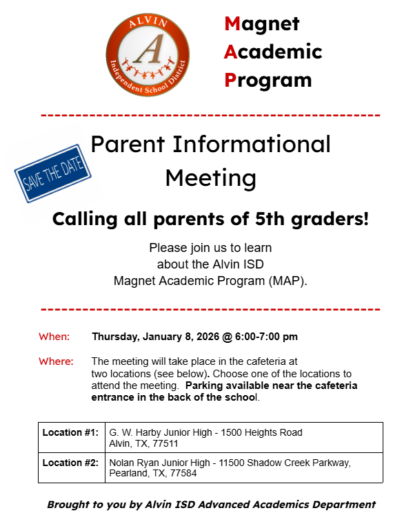 MAP Parent Information Meeting January 8 at 6pm