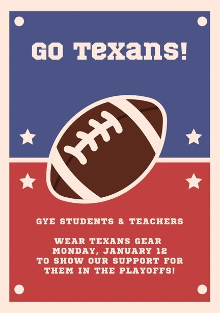 Wear Texans Gear Monday January 12th Flyer