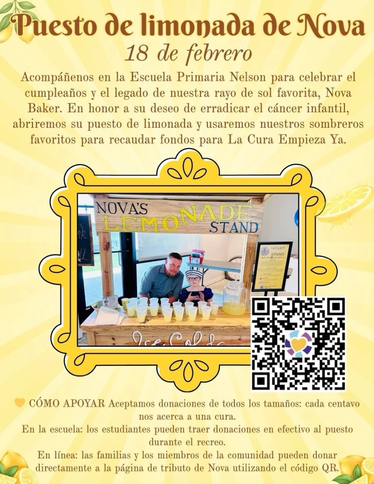 Nova’s Lemonade stand flyer in Spanish