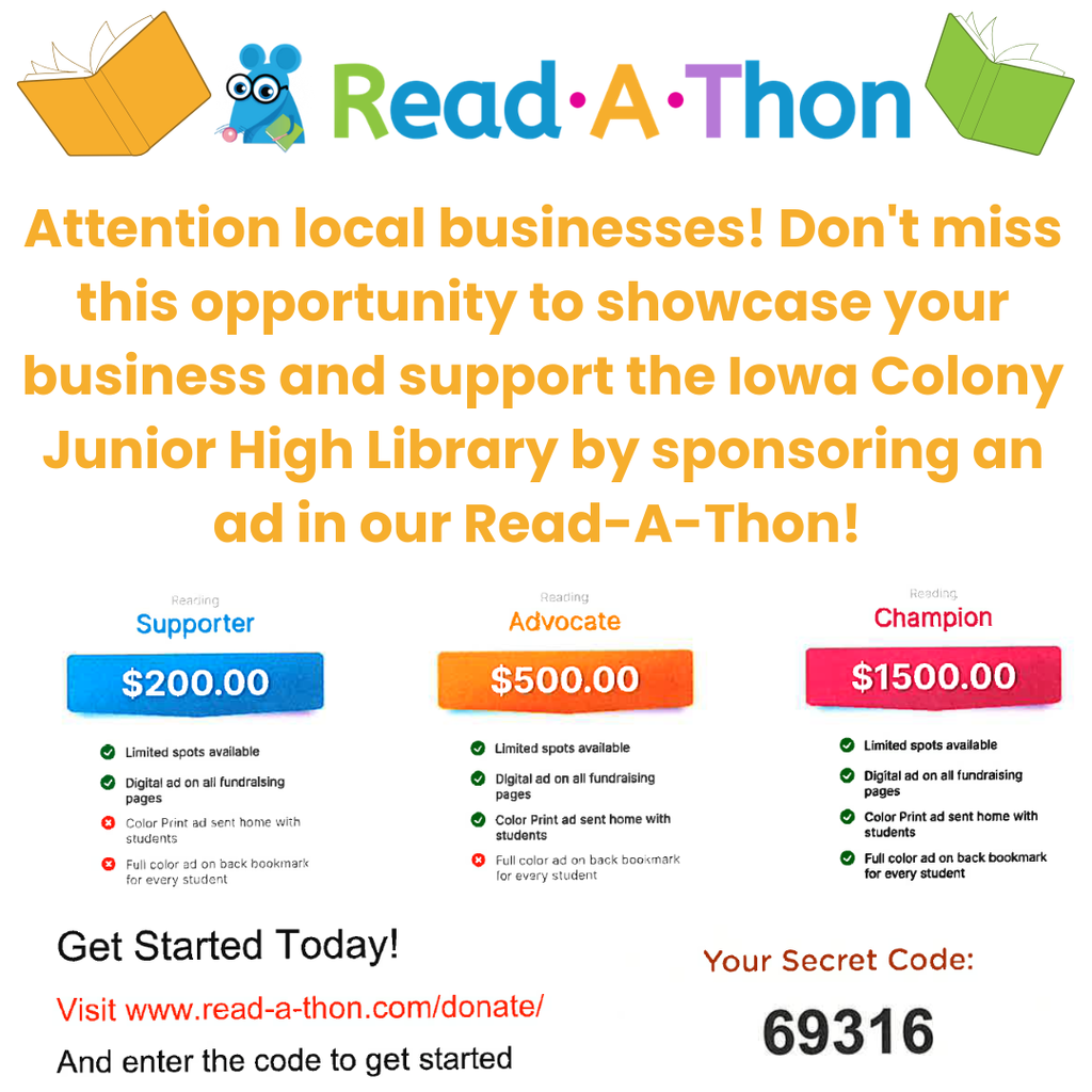 Sponsor an ad in our Read-A-Thon!
