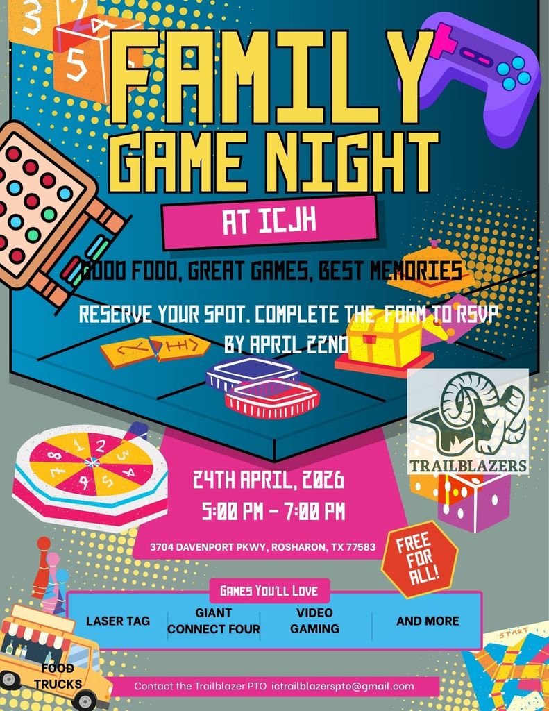 PTO Game Night April 24th 5-7 PM