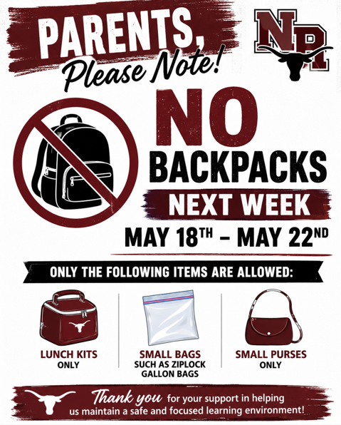 no backpacks