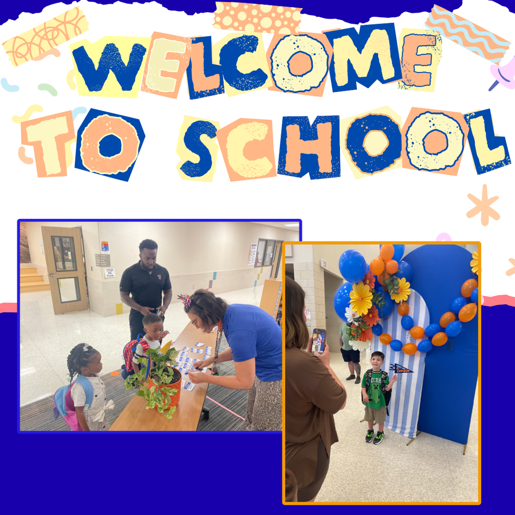 Welcome to School.  Pictures of our kindergarten students checking in and posing for back to school photos.