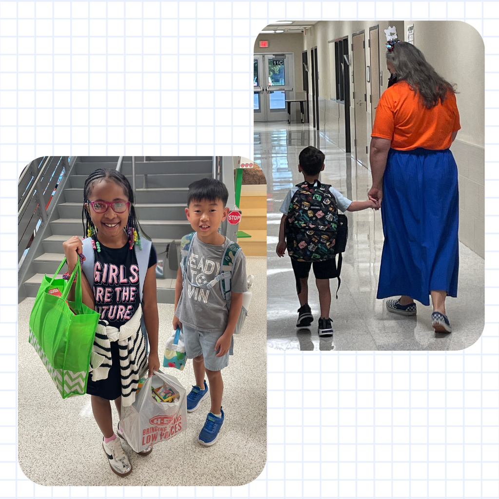 Students on their first day back to school.