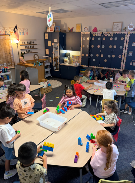 students playing blocks