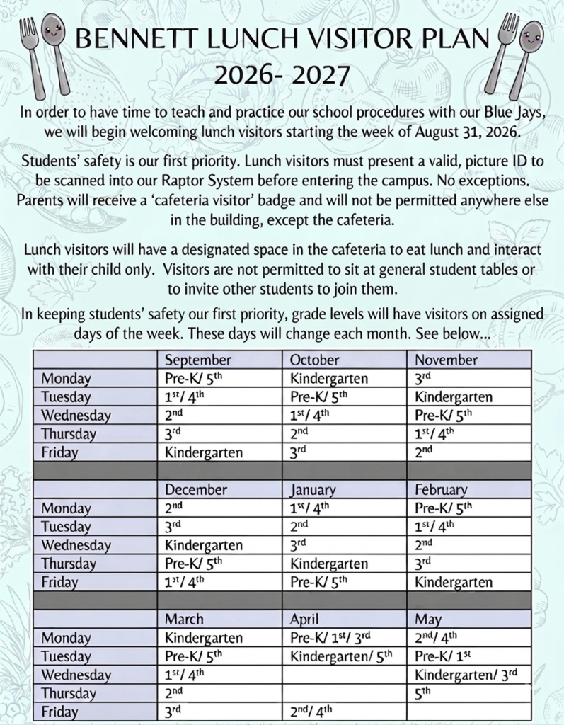 BBE Lunch calendar