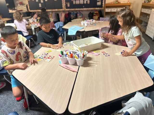 kids working with matching numbers