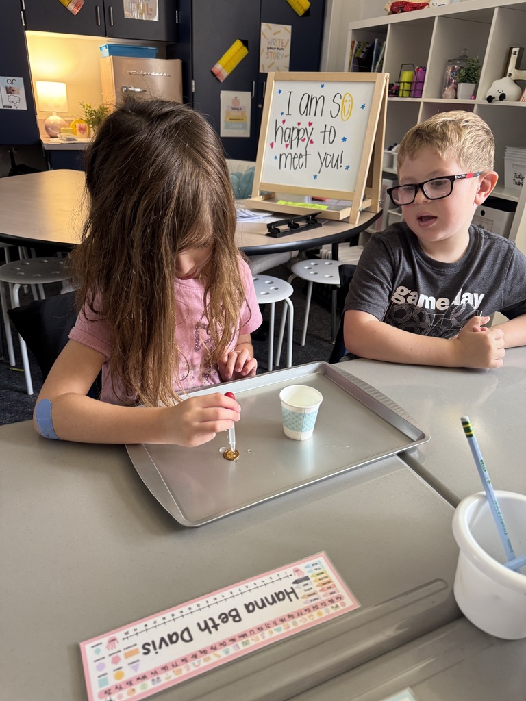 students putting water on penny