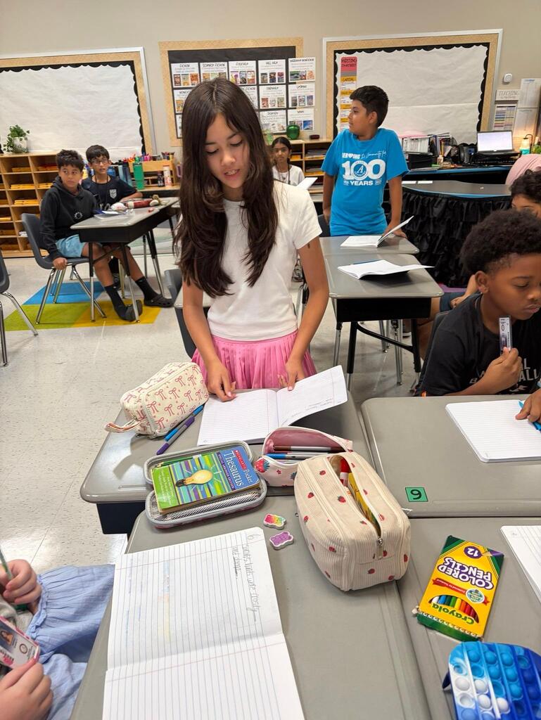 Student reading allowed a revised sentence after using a thesaurus to expand vocabulary.
