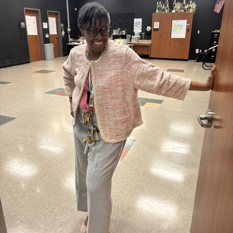 Ms. Sykes showing her school spirit - Senior Style!
